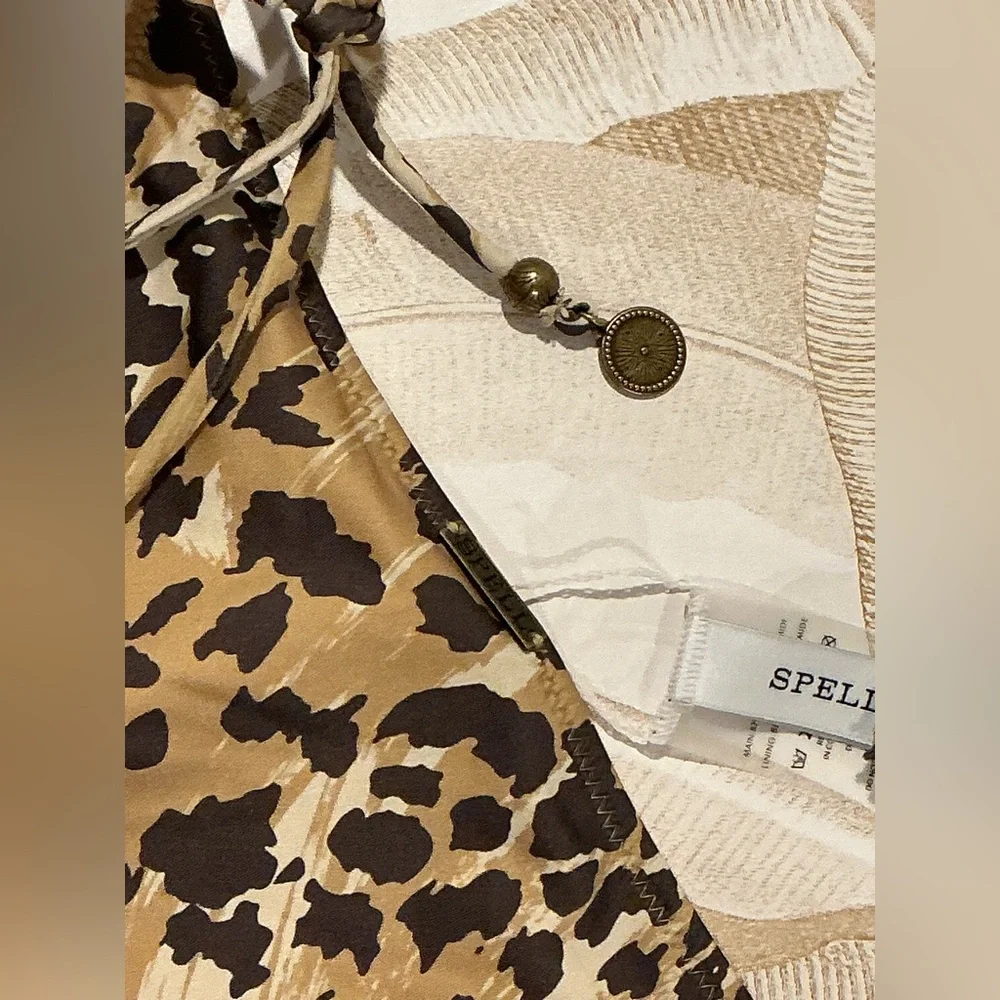 Spell Belle Mare Tie Pant in Pepper Leopard Print Bikini Pant with Spell Charms
